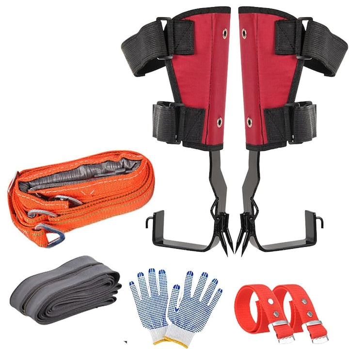 Walalla Tree Climbing Equipment Set with 2 Steel Foot Straps, Adjustable Shoulder Straps, Harness, Non-Slip Construction, and a Load Capacity of 110 kg. Suitable for Logging, Tree Climbing, and Hunting