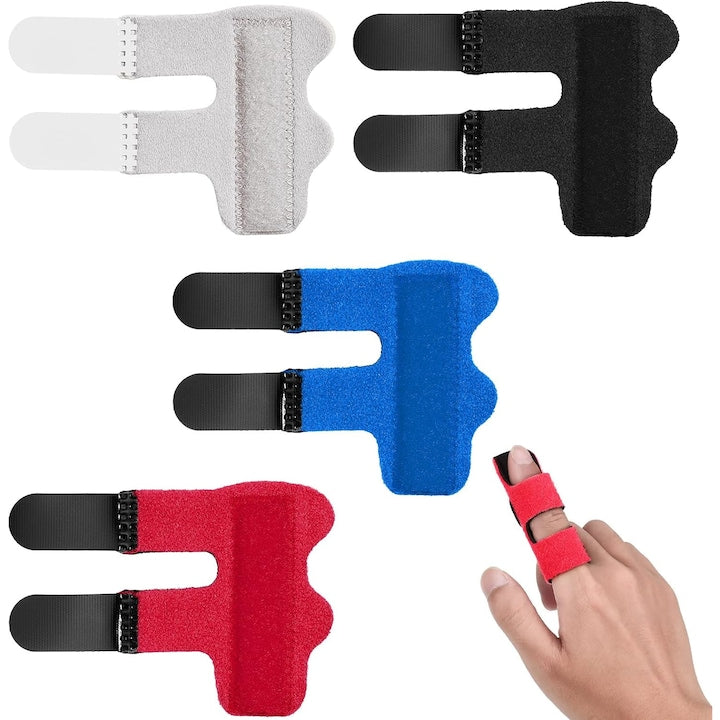 Set of 4 finger splints, aluminum support, adjustable, multi-color, universal size