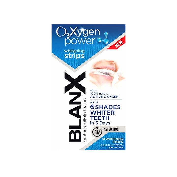 Set 10 Benzi albire dinti Blanx O3X  tehnologie naturala  fara abraziune