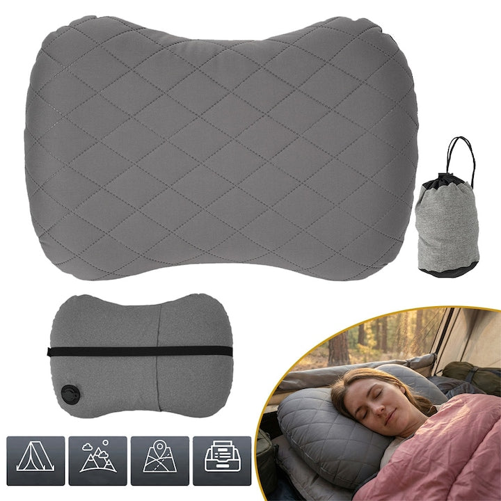 Camping Pillow with Removable Cover, Ultralight Inflatable Neck Pillow for Hiking, Backpacking, Ergonomic Comfortable Air Pillow for Neck Support, Comfortable Sleeping Pillow