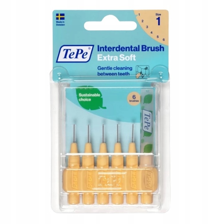 Set 6 periute interdentare  TePe  Extra Soft  0.45mm  portocalii