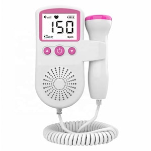 Monitor Doppler fetal pentru femei gravide  Begleri  folosit pentru monitorizarea intrauterine a functiei vitale fetale  detectarea pulsului  pentru gravide  portabil  USB  alb/roz