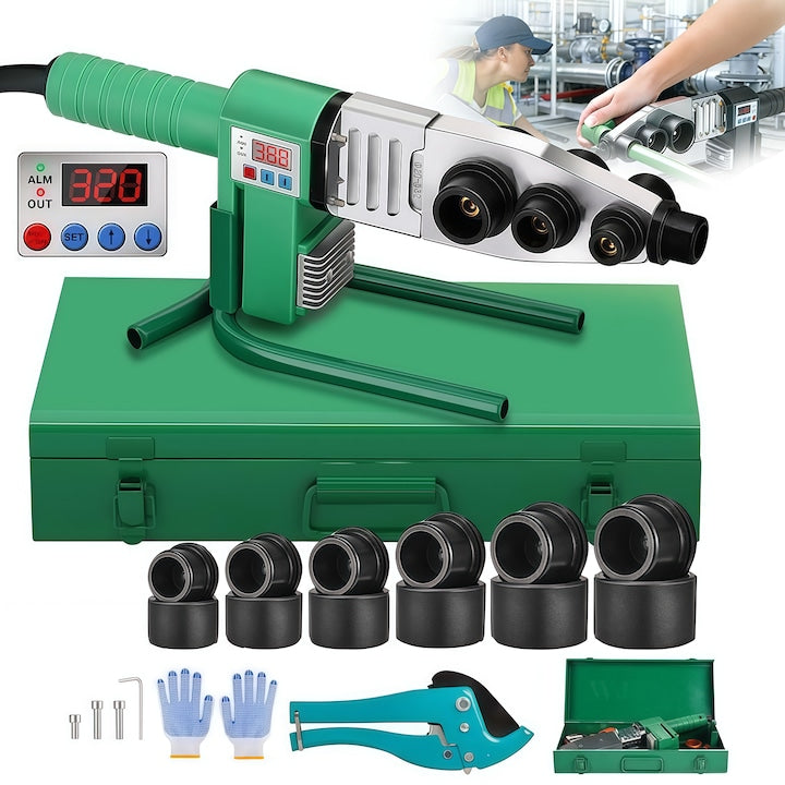 Trusa lipit tevi  Wacorresi  Aparat de lipit tevi PVC  Instrument de sudare a tevilor  Pentru PE/PPR/PB/PVDF/HDPE/PVC  Display Digital  Verde