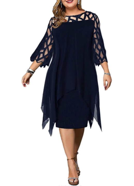 OEM - Rochie Femei Midi Casual Cocktail Albastru  5XL INTL 12 rate cu 0% dobândă