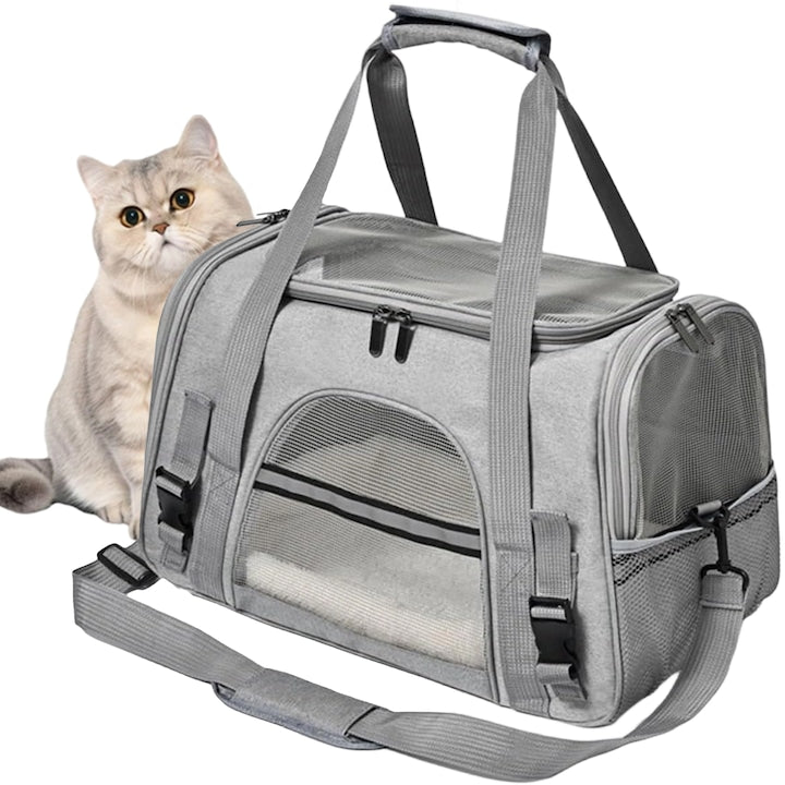 Small Pet Carrier Bag Piduules Foldable Breathable Mesh Grey 45x25x28cm
