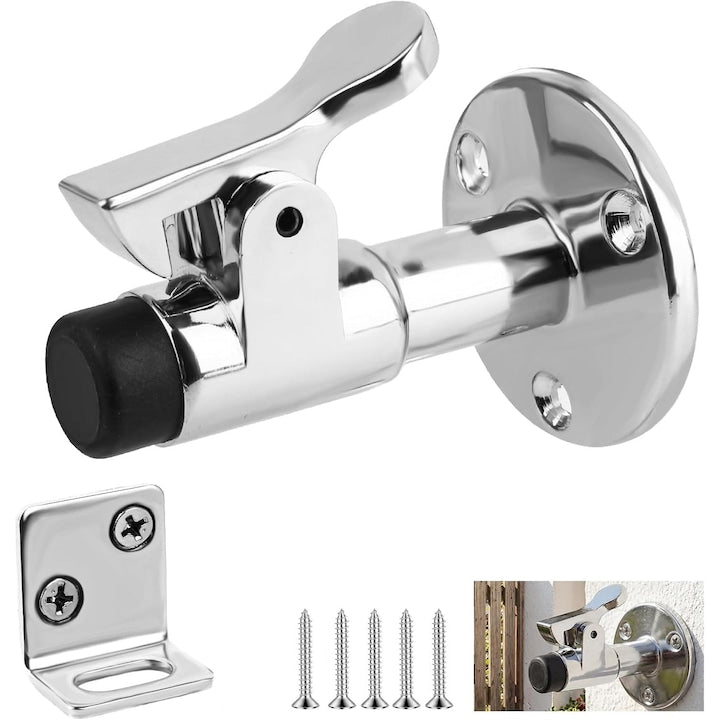 Opritor usa inox  Juksun  Otel Inoxidabil  Cauciuc de Protectie  Antialunecare  Fara Gaurire  Fixare Puternica  Potrivit pentru Diverse Suprafete  Argintiu si Negru