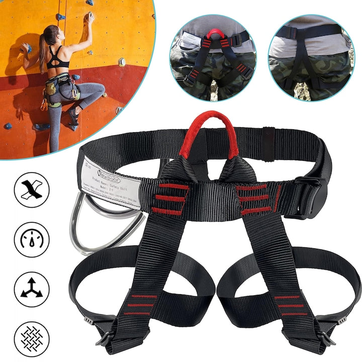 Professional Climbing Harness, Half-Body Harness, Waist-Hip Protection, Adjustable Safety Belt for Rappelling, Fire Rescue, Tree Climbing, Arborist