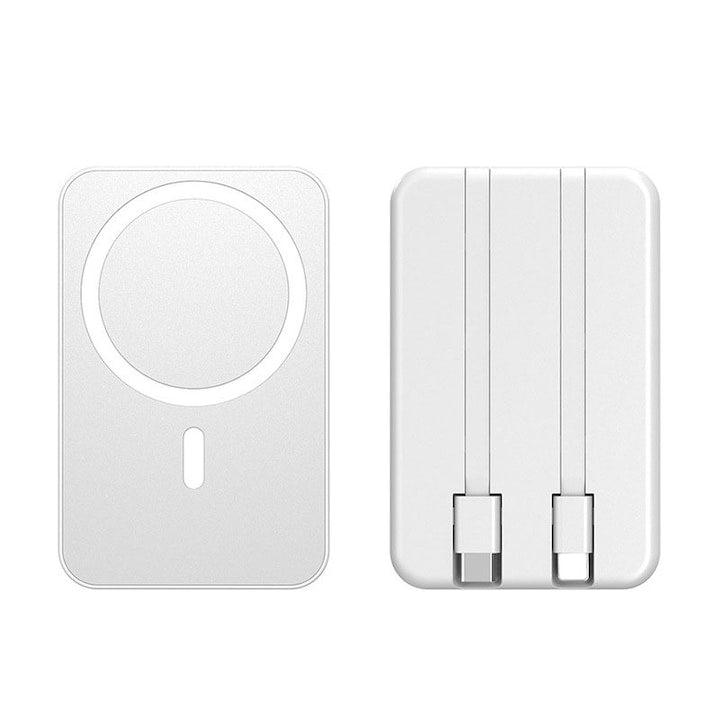 Baterie Externa  Rqiurpn  10000 mAh  Power Bank Portabil  1 x Type-C  1 x Inel Suport Wireless Charge  Fast Charges 20W  Lncarcare Magnetica 15W  Lncarcares Simultana 3 Dispozitive  Compatibila iPhone 12–16 Pro si Android  Alb