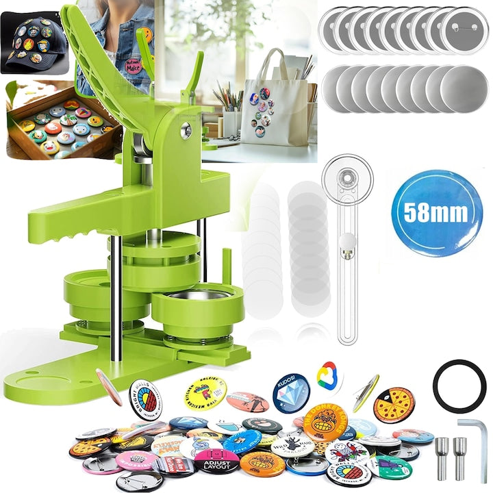 Masina de facut insigna  Presa kit complet 50 insigne 58 mm  Aparat de facut insigne  jucarie creativa DIY  alegerea perfecta de cadou pentru copii. Potrivit pentru persoane creative  profesori  organizatori de evenimente  pasionati de mestesuguri