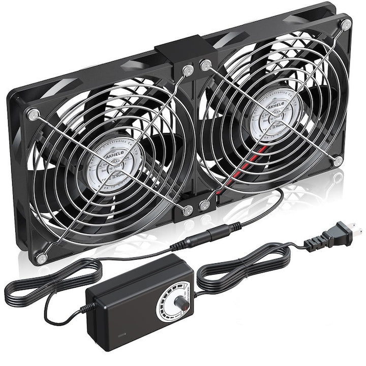2-Pack PC Fans 120mm 12V 3000 RPM Adjustable Speed High Airflow 162 CFM Oil Bearing Flame-Retardant PBT with Metal Mesh Black