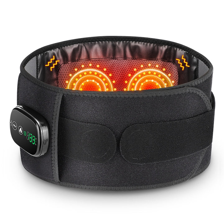 Omelivon Lumbar Belt with Massage and Infrared Heating – Relieves Lower Back and Abdominal Pain, with Adjustable Massage, Cordless, Back Relaxation, Aids Fast Recovery