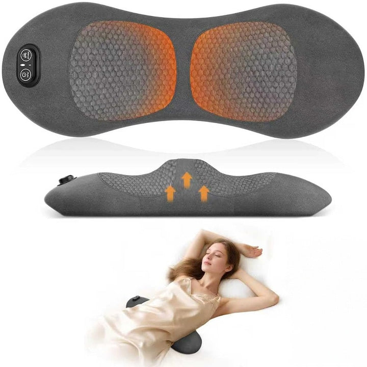 Aparat de masaj pentru spate cu tripla fuziune  cu caldura  vibratii si tractiune lombara - walalla Perna lombara pentru tesut profund pentru ameliorarea durerilor de spate  relaxare pentru acasa  birou - Electric cu fir (gri inchis)