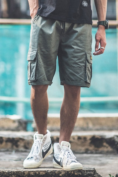 PriStyle - Men's Relaxed Fit Three-Quarter Length Shorts with 6 Large Pockets, Grey, 12 interest-free installments