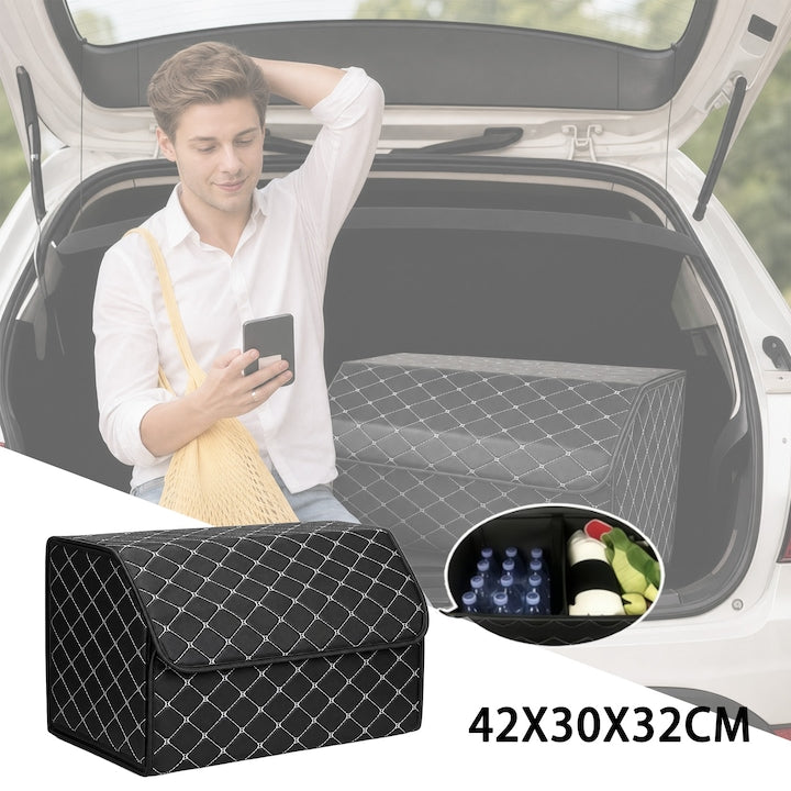 Car Trunk Storage Box Premium Car Trunk Organizer Multifunctional Foldable Durable Large Capacity Space-saving Waterproof and Dirt-resistant Wear-resistant and Practical 42x32x30cm Black
