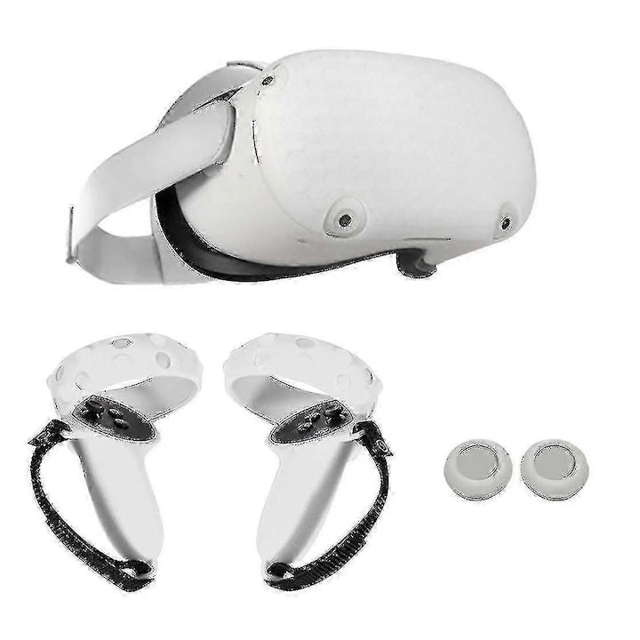 Set accesorii VR pentru Oculus Quest 2  protectie din silicon  capac de lentila  alb