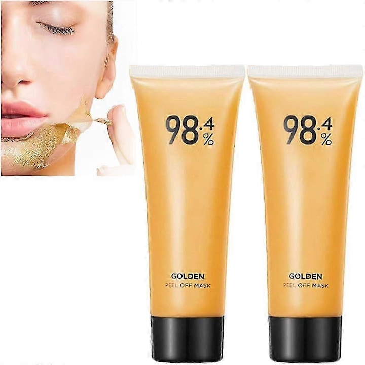 Masca de fata peel-off anti-rid cu aur 24k  2 bucati  eficienta de curatare profunda  potrivita pentru toate tipurile de ten