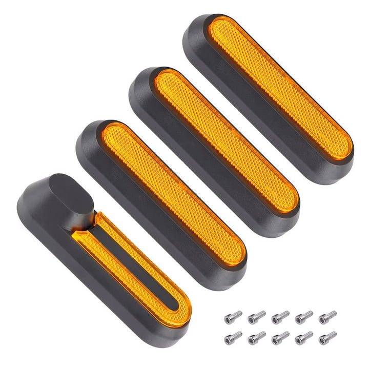 Set 4 capace protectie roti trotineta electrica  Pentru Xiaomi M365/Pro/Pro 2/1S  Cu accesorii  ABS/Policarbonat  OUYLAF  Galben/Negru