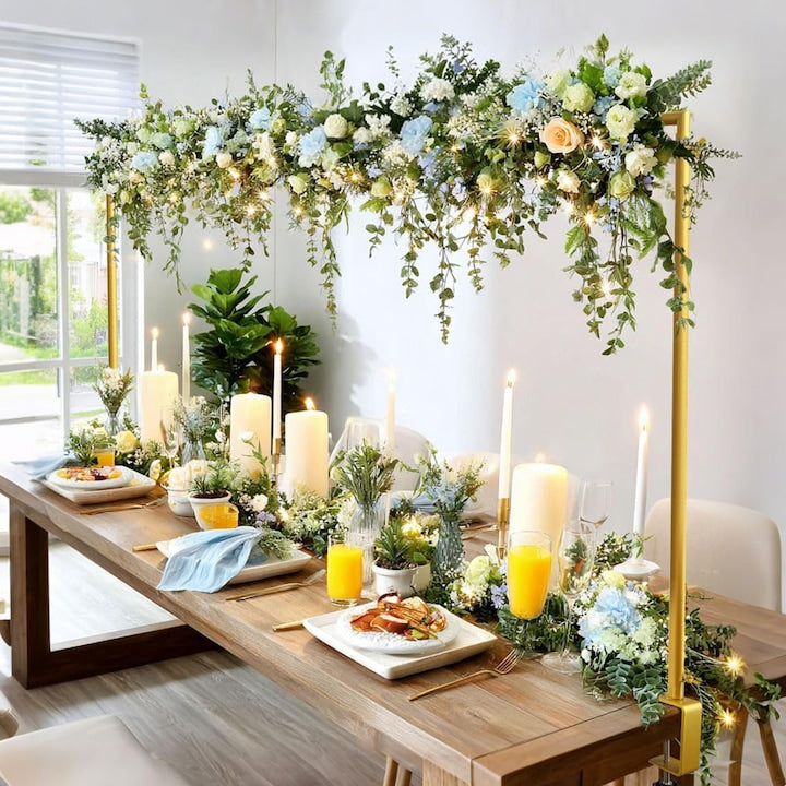 Balloon Arch Stand for Table with Clamps, Adjustable Tabletop Decorative Frame, 120-260cm Width and 80-120cm Height, Metal Display Bar for Flowers, Balloons, and Backdrops, Anniversary