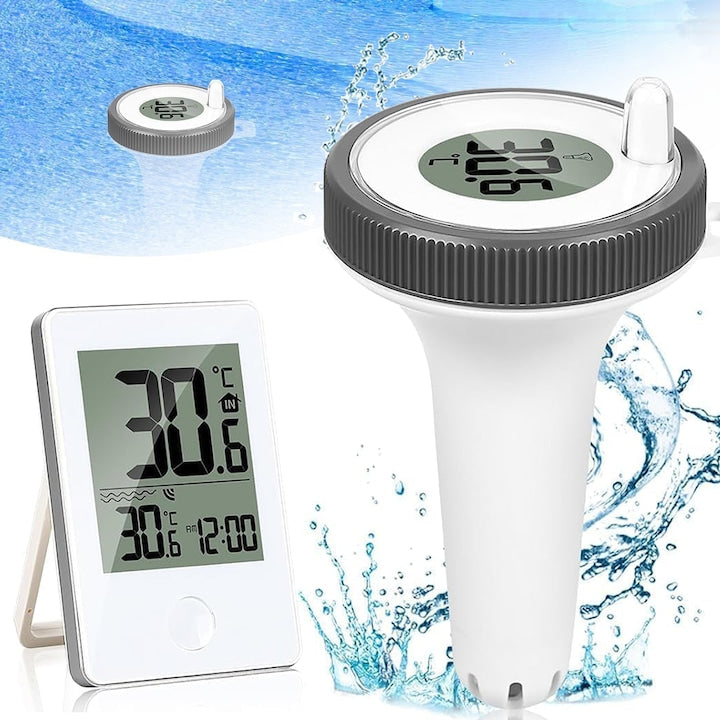 Termometru Wireless pentru Piscina  SANSES  -40℃ - 70℃  Afisaj LED  Design Impermeabil  Transmisie Pana la 60 m  Set cu Receptor si Termometru Flotant  pe Baterii  Alb