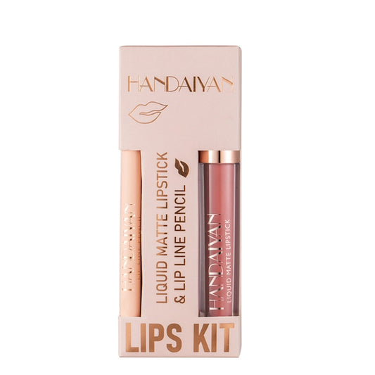 Set 2 in 1 Ruj Lichid Mat / Creion Contur Buze Lips Kit  Handaiyan  Rezistent la apa  Rezistent la transfer  07