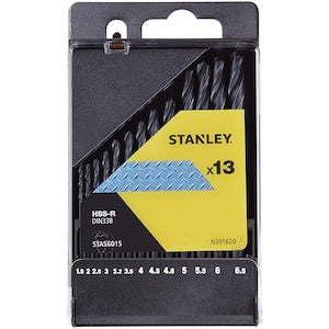 Set 10 burghie HSS-R  intre Ø1.5-6.5 (0.5mm) STA56015-QZ Stanley 1.5  2  2.5  3  3.2  3.5  4  4.5  4.8  5  5.5  6  6.5mm