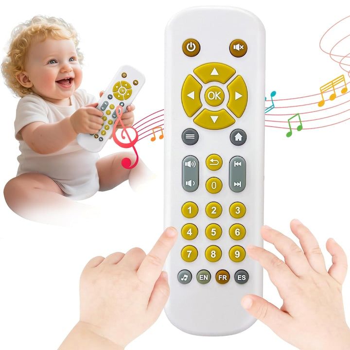 Telecomanda Interactiva pentru Bebei  Wacorresi  Telecomanda de Jucarie  Educativa  Interactiva  cu Melodii  Denumirea Cifrelor  Buton Optiune Schimbare Melodie 0-3 ani  Alb
