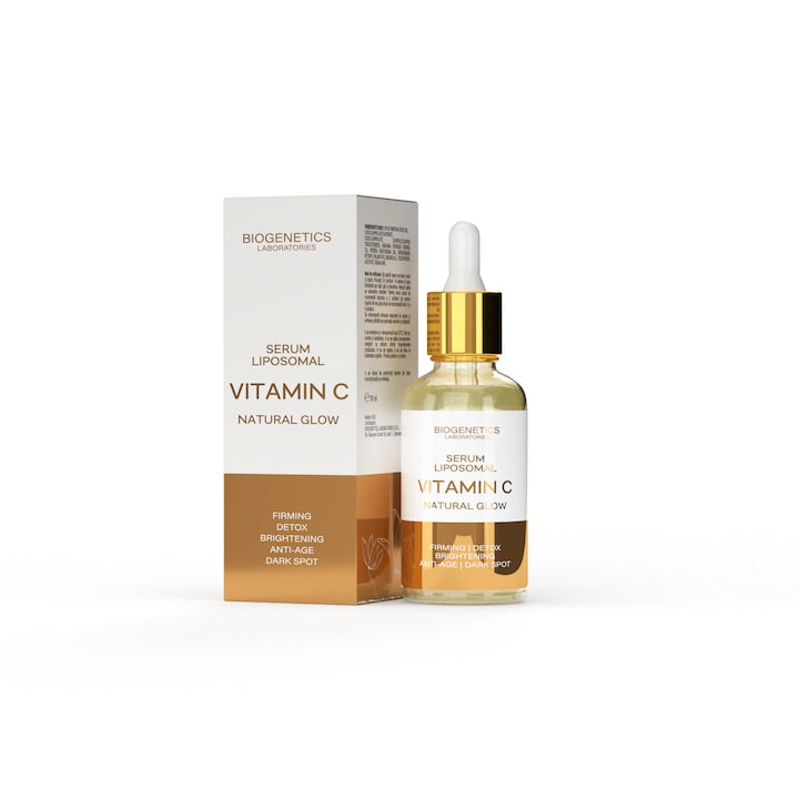 Ser Vitalizant cu Vitamina C Liposomala  Tratament Anti-Imbatranire  Antirid  Acid Hialuronic  Colagen  Vitamina E  Vitamina B3  Luminozitate si Hidratare Intensa  Reduce Petele Pigmentare  Anti Poluare  Vitalizare  Toate Tipurile de Ten  30ml  Biogenetic