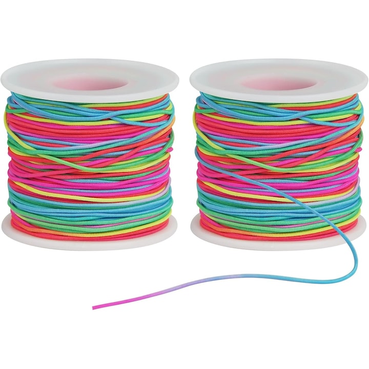 Sfoara elastica pentru bratari KUNXIUJ  100m  multicolor  1mm  set 2 role