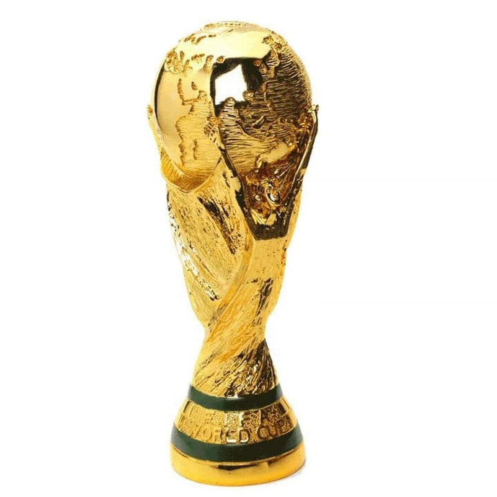 Trofeu replicat Cupa Mondiala  21cm  300g  din rasina ecologica cu placi de aur  decorativ pentru birou si acasa