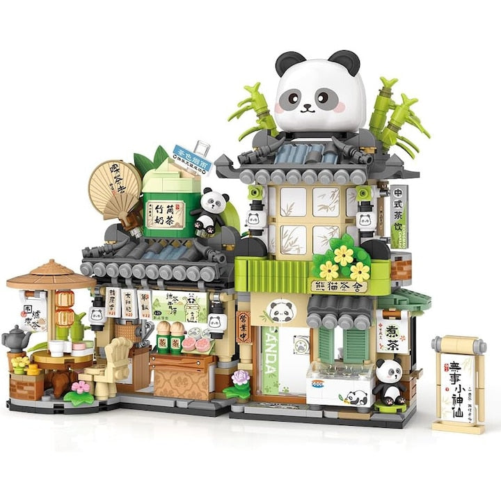 Set de constructie Nicerpro  Casa de ceai Panda  860 piese  plastic  8+ ani