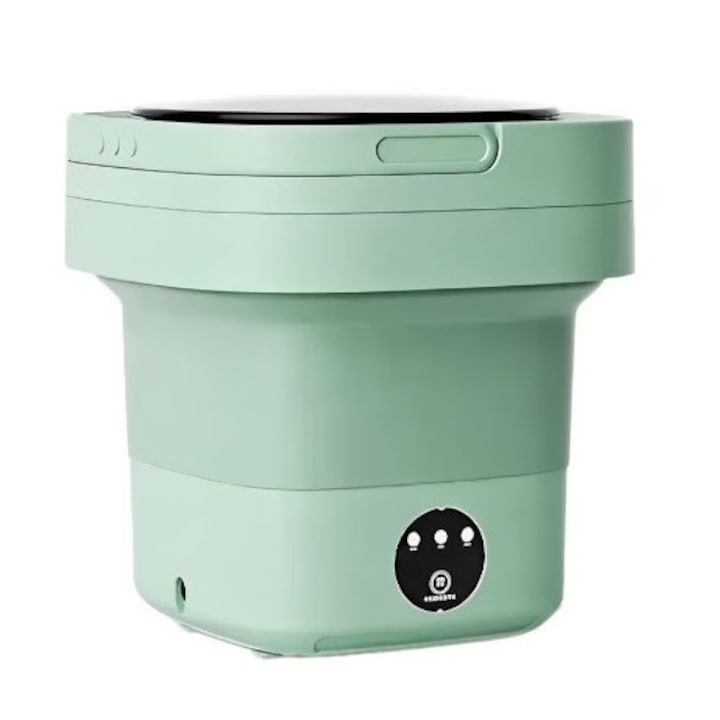 Mini masina de spalat rufe  portabila si pliabila  capacitate 6.5L  3 programe de spalare  verde  coshop®