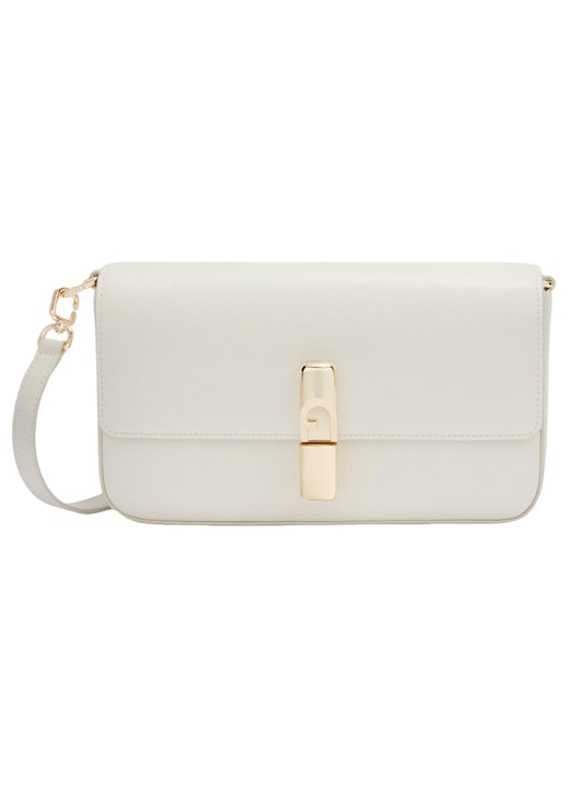 Furla - Geanta crossbody de piele cu clapa Iride  Alb 12 rate cu 0% dobândă