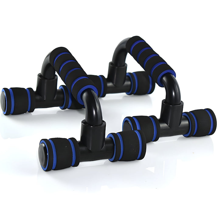 Set of 2 Push-Up Bars, Non-Slip Surface, 23x14x12.5cm, Black-Blue