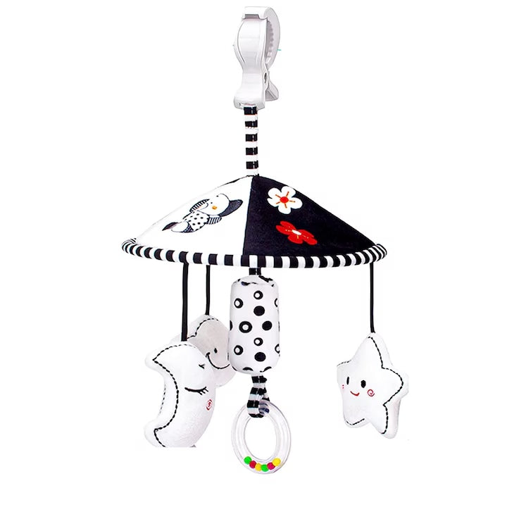 ROOM Sensory and Rattle Toy Set, Baby Toys for Girls and Boys, Fabric, with Hanging Loop, 0-12 Months, Black and White