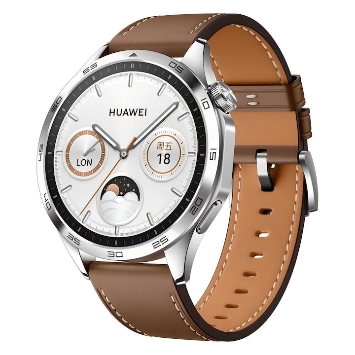 set ajustabil pentru Huawei GT 4/GT 5/GT 3  Curea de ceas din piele de vaca calitate superioara confortabil si aerisibil  46mm  maro