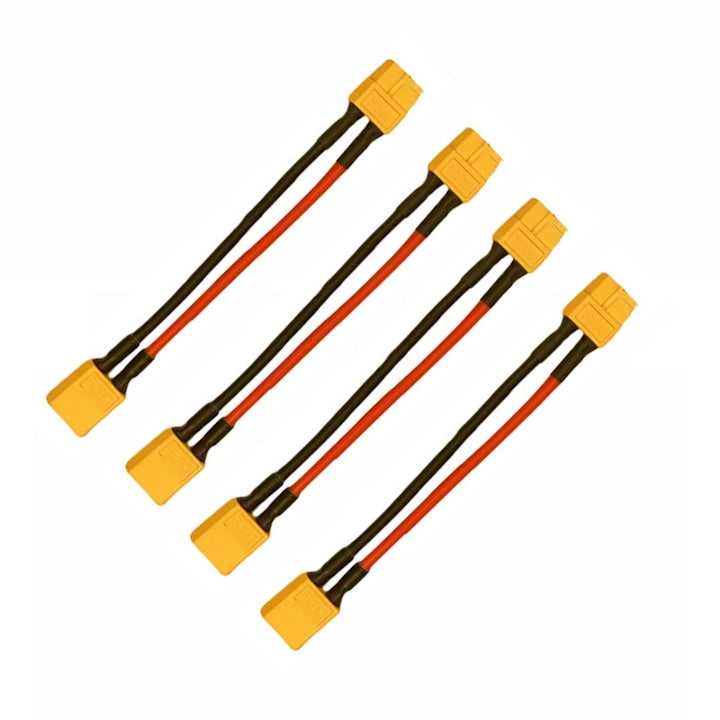 Set 4 mufe XT60 tata-mama  Cablu adaptor conector pentru baterie paralela  14AWG 10cm  Silicon pentru Drone  OUYLAF