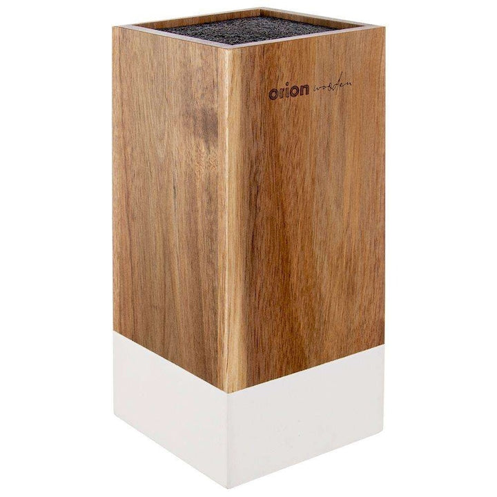 Suport Pentru Cutite  Orion  Whiteline  11x10.5x23 cm  Fabricat Din Lemn De Acacia  Perii Din Plastic Detasabili  Pad-Uri Antiderapante  Universal Pentru Diferite Cutite  Bej