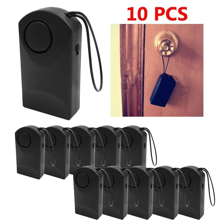 Alarma de usa pentru clanta YANYXR BCS3210403  120 dB  alimentare 9V (baterie 6F22)  fara fir  negru  set 10 buc.  10 x 5.5 x 2.5 cm