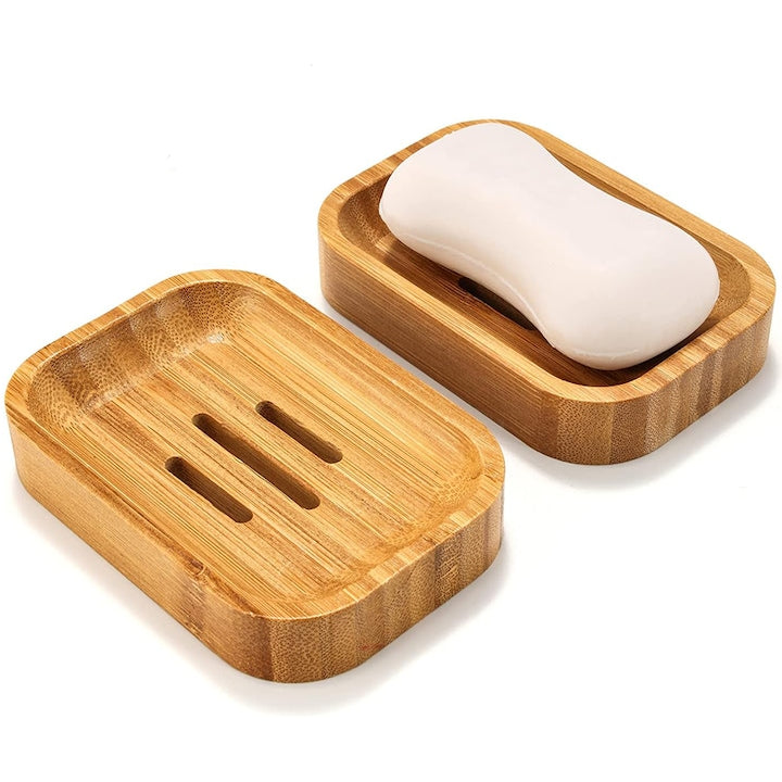 Set 2 savoniere  Chucai  bambus natural  usor de curatat  natur  11.5x8x2cm