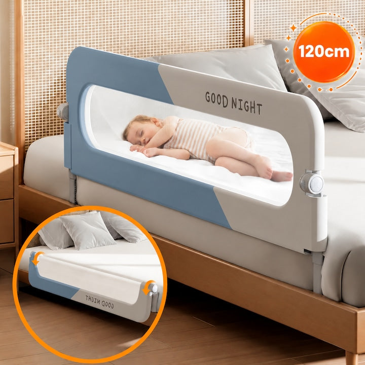 Wacorresi Bed Safety Rail Bed safety rail Safe Guard bed safety edge with adjustable height 66-78cm, foldable, 120X70cm, grey/blue