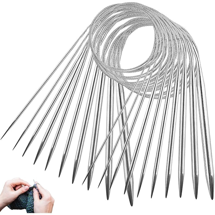 Set 10 andrele circulare  Otel inoxidabil  lungime 80CM  Marimi diferite  Argintiu