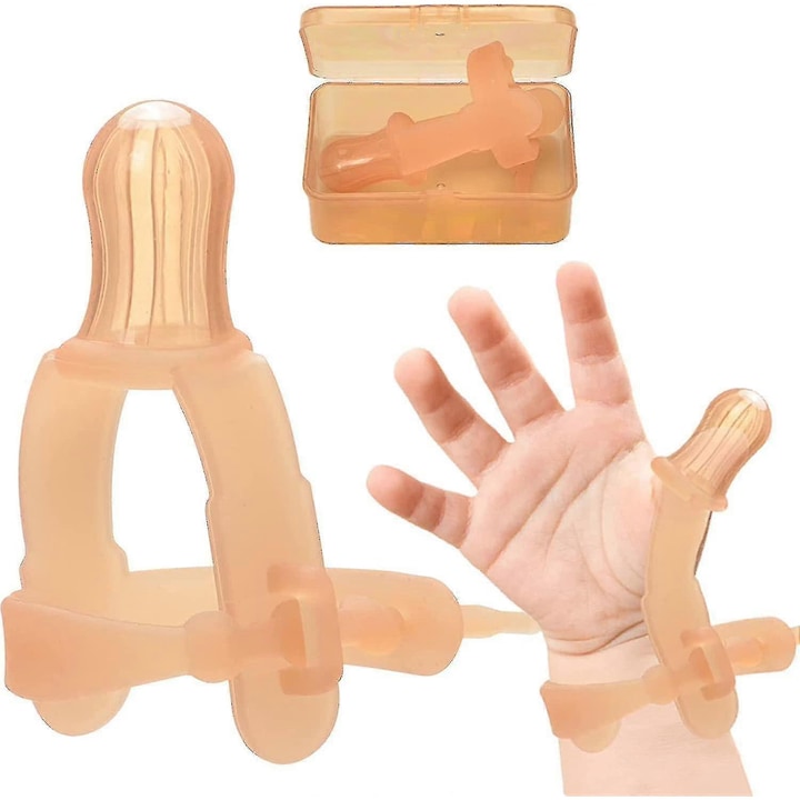 Set de opritor pentru supt deget  silicon  ajustabil  3-36 luni  nude