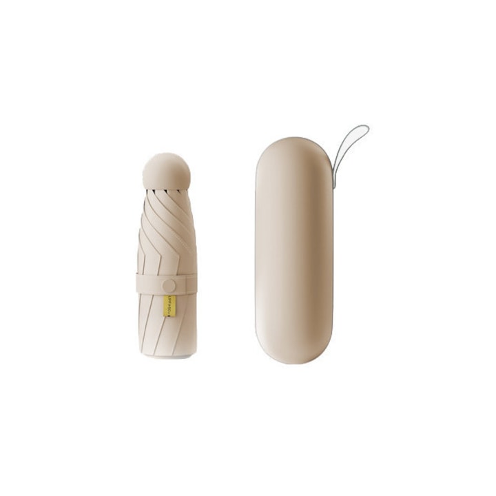 Umbrella  foldable umbrella with UV filter  Sun umbrella  UV protection umbrella  Mini travel umbrella for purse with case Small compact UV sun protection Lightweight pocket umbrella for women  children and men (beige)