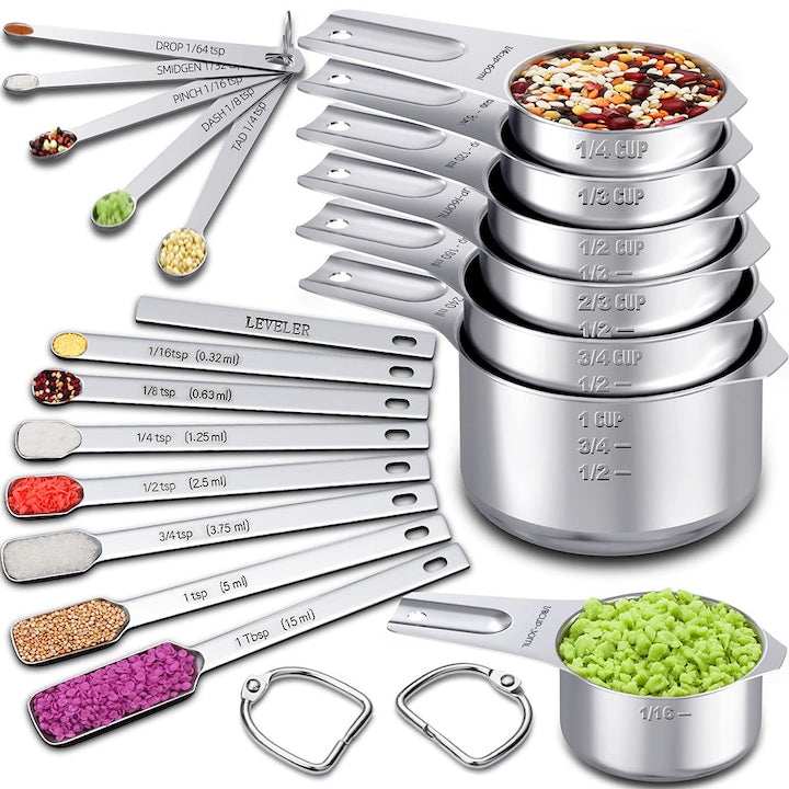 Set ustensile masurare SWJOYOL metal 20 piese argintiu 16.5x9x8.4cm