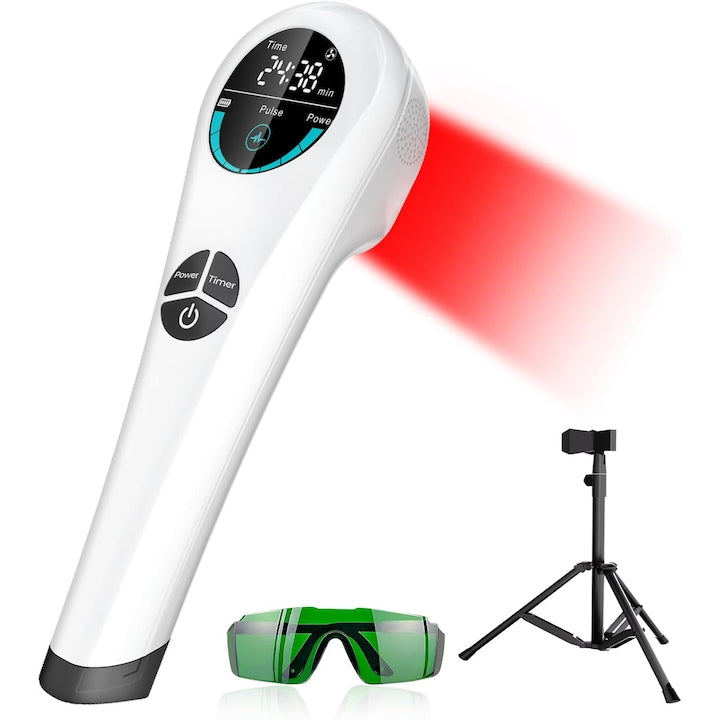 Cold Laser Red Light Therapy Wand Infrared Light Therapy Device WALALLA Electrostimulation Device Laser Therapy for Body, Neck, Legs Hand-held Laser Pain Relief Machine with Stand