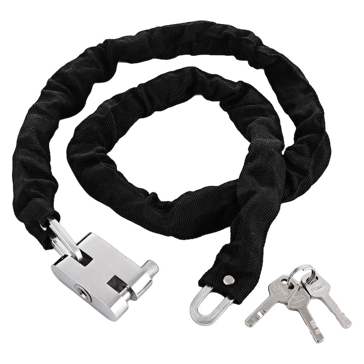 SINBINTA Bicycle Lock, Three Keys, Cut and Break Resistant, Corrosion and Wear Resistant, Waterproof, Anti-rust, with Textile Dust Sleeve, Portable, Steel/Iron, 80 cm, 5.5 mm, Black