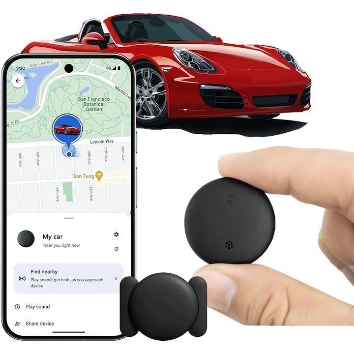 Localizator anti-pierdere mini cu fixare magnetica  acoperire globala  compatibil cu aplicatia Find My  pentru vehicule  copii  varstnici si animale  OUYLAF  Negru