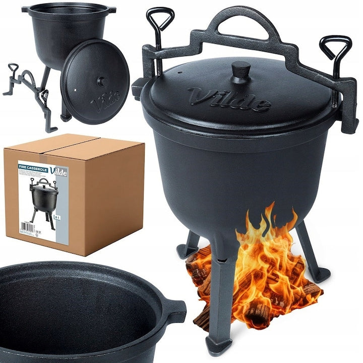 Oala Din Fonta Cu Picioare Si Capac  Vilde  Cast Line  33x29x47 cm  Fonta  Diametru 25.5 cm  Inaltime 35 cm  Greutate 5.5 kg  Materiale De Inalta Calitate  Negru