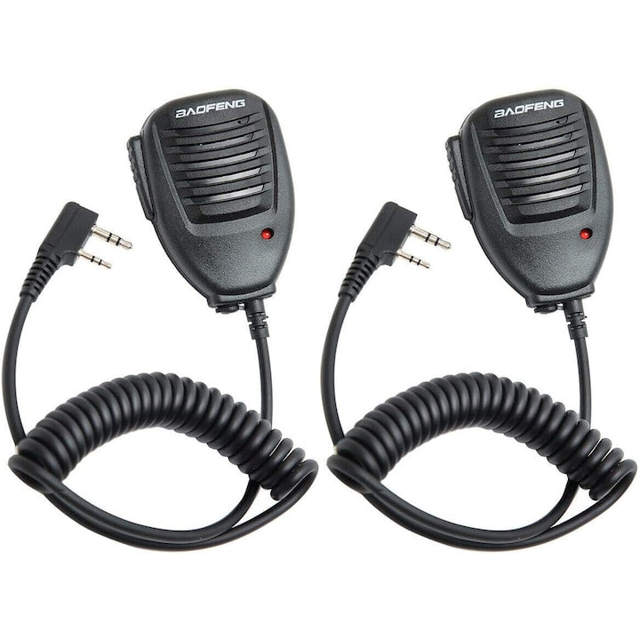 Set 2 Microfon portabil cu difuzor  Walkie Talkie  compatibil cu statii PMR  VHF/UHF  Negru