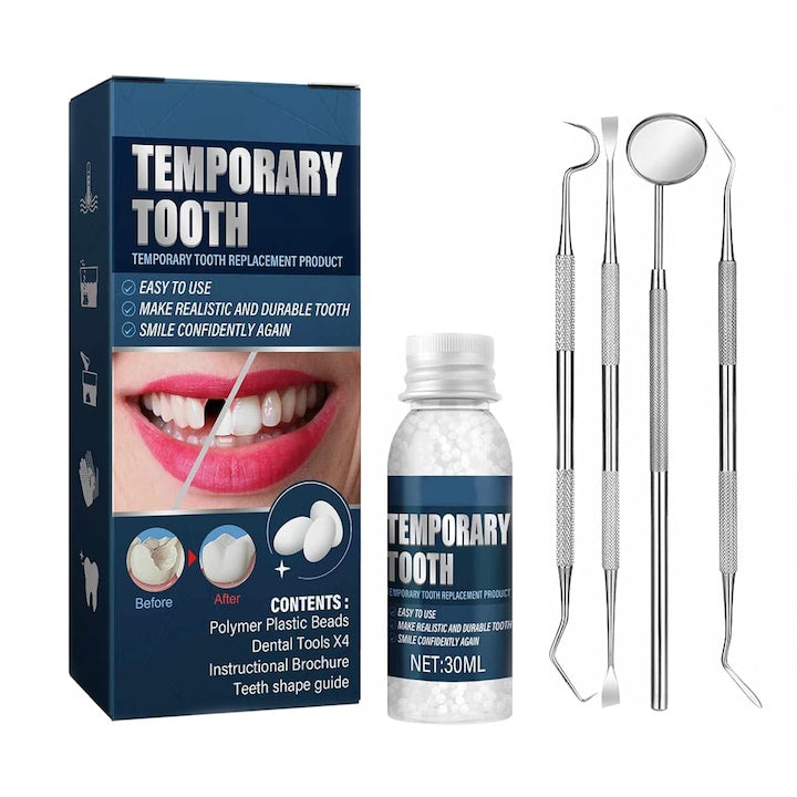 Kit Reparare Dinti Temporara  Axroad Mall  Termoplastic pentru proteze dentare provizori premium  Sigur si non-toxic  Nu este usor sa cada  Pentru barbati si femei  30ml  Rezina  Transparent
